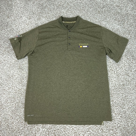 Nike Other - Minnesota Vikings Shirt Mens XL Green NFL Football Nike Henley Salute Service